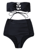 Cut Out High Waisted Lace-Up Strapless Bathing Suit