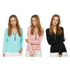 Causal Long Sleeve V Neck Zipper Type Pullover Women T-shirt
