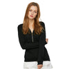 Causal Long Sleeve V Neck Zipper Type Pullover Women T-shirt