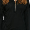 Causal Long Sleeve V Neck Zipper Type Pullover Women T-shirt