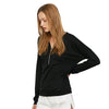 Causal Long Sleeve V Neck Zipper Type Pullover Women T-shirt