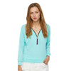 Causal Long Sleeve V Neck Zipper Type Pullover Women T-shirt