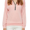Causal Long Sleeve V Neck Zipper Type Pullover Women T-shirt