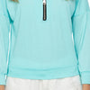 Causal Long Sleeve V Neck Zipper Type Pullover Women T-shirt