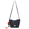Fashionable Drawstring Plaid and Fringe Bucket Bag for Women