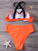 Push Up Print Panel Crosscriss Bikini Set