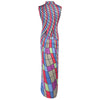 Old Classical Sleeveless Stand Collar Striped Maxi Dress