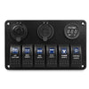 Vehicle 5 Pin Double LED Light Dual USB Charger 6 Bit Switch Voltmeter Composite Panel