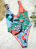 Backless Abstract Print Swimsuit