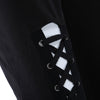 Fashion Solid Double Eyelets Criss Cross Skinny Leggings