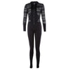 Sexy Black Tulle Diaphanous Bodysuits with Zipper