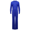 Fashion Solid Long Sleeve Loose Pants Jumpsuit with Zipper for Women