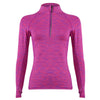 Women Fourneedle Six Lines Space Dyed Sports Top with Zipper