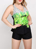V Neck Floral Plus Size Tankini Swimwear