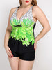 V Neck Floral Plus Size Tankini Swimwear
