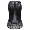 Sexy Round Collar Lace Spliced Slit Women Tank Top