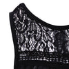 Sexy Round Collar Lace Spliced Slit Women Tank Top