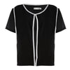 Women Stylish Chiffon Shirt Round Neck Stitching Top