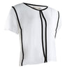 Women Stylish Chiffon Shirt Round Neck Stitching Top