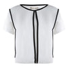 Women Stylish Chiffon Shirt Round Neck Stitching Top