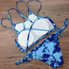 High Neck Strappy Top Splatter Paint Padded String Bikini Set