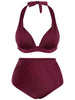 Plus Size High Waisted Halter Bralette Bikini