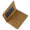 Solid Color Letter Embellishment Dull Polish Open Vertical Wallet for Men