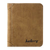 Solid Color Letter Embellishment Dull Polish Open Vertical Wallet for Men