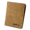 Solid Color Letter Embellishment Dull Polish Open Vertical Wallet for Men
