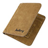 Solid Color Letter Embellishment Dull Polish Open Vertical Wallet for Men