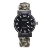 EMAK Multifunctional Survival Paracord Bracelet Watch with Compass Flint Fire Starter Scraper Whistle Gear