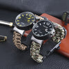 EMAK Multifunctional Survival Paracord Bracelet Watch with Compass Flint Fire Starter Scraper Whistle Gear