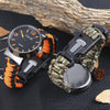 EMAK Multifunctional Survival Paracord Bracelet Watch with Compass Flint Fire Starter Scraper Whistle Gear