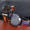 EMAK Multifunctional Survival Paracord Bracelet Watch with Compass Flint Fire Starter Scraper Whistle Gear