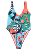 Backless Abstract Print Swimsuit