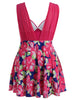 Plus Size Mesh Panel Floral Plunge Skirted Swimwear