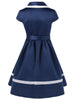 Shawl Collar Cap Sleeve Swing Dress