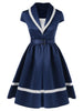 Shawl Collar Cap Sleeve Swing Dress