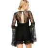 V Neck See-Through Lace Romper