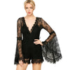 V Neck See-Through Lace Romper