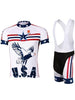 Eagle Print Short Sleeve Jacket + Spliced Bibshort Jerseys Twinset For Men