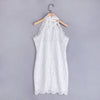 Sexy Stand Collar Lace Spliced Crochet Women Dress