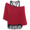 Skew Collar Lace Trim T-Shirt