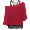Skew Collar Lace Trim T-Shirt