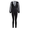 Sexy Mesh V-neck Tassel Jumpsuit with Paillettes