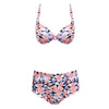 Sexy Hollow Out Print Wire High Waist Swimsuit Women Bikini