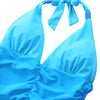 Sexy Halter Tie Plunge Neck Color Blocking Women Swimsuit