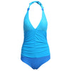 Sexy Halter Tie Plunge Neck Color Blocking Women Swimsuit