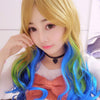 Harajuku Cosplay Mixed Colors Long Wavy Synthetic Wig with Bangs Wreath for Women