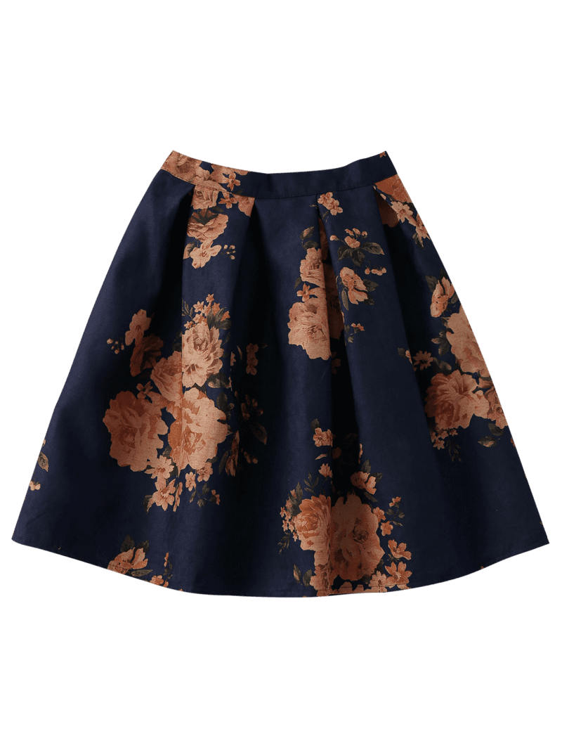 Floral Knee Length A-Line Skirt